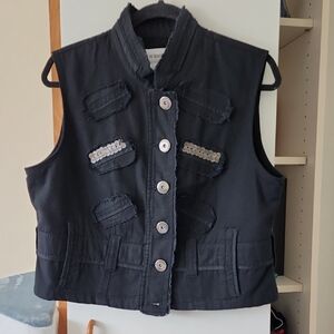 Vintage Black Denim Vest